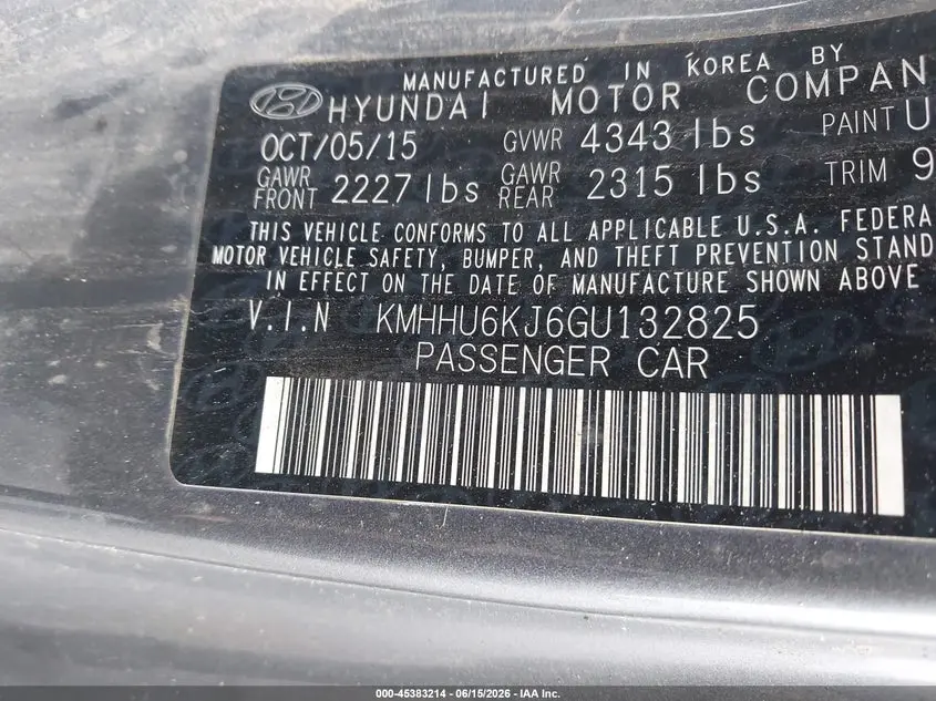 2016 HYUNDAI GENESIS 3.8 ULTIMATE
