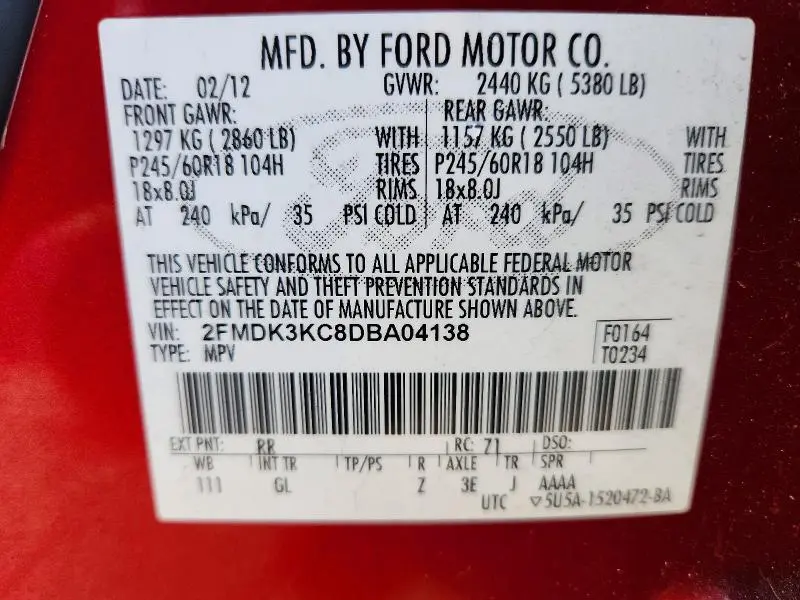 2013 FORD EDGE LIMITED  