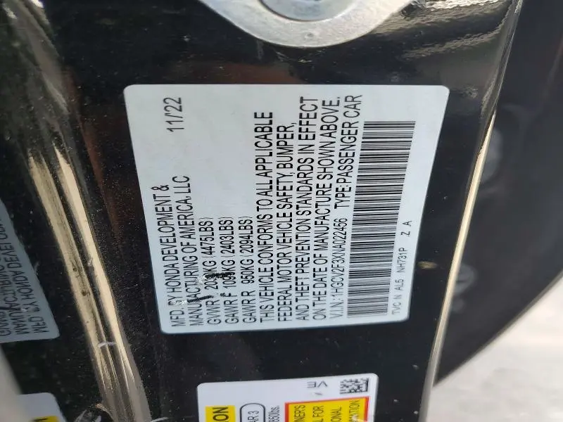 2022 HONDA ACCORD SPORT  