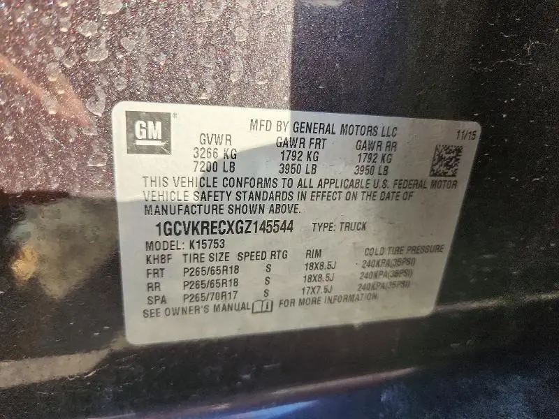 2016 CHEVROLET SILVERADO K1500 LT  