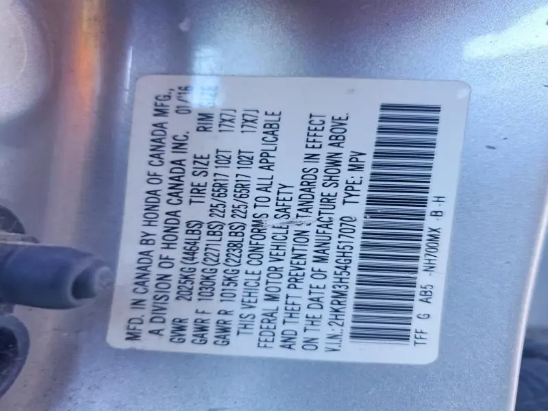 2016 HONDA CR-V EX  