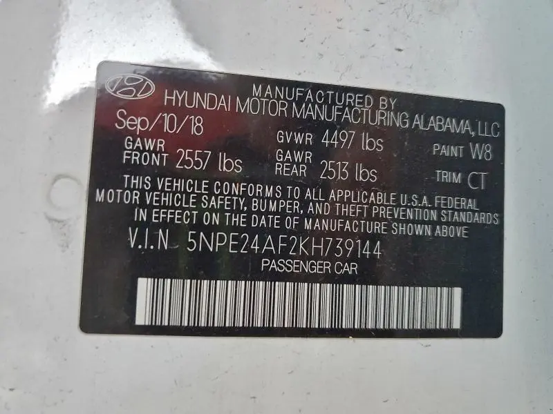 2019 HYUNDAI SONATA SE  