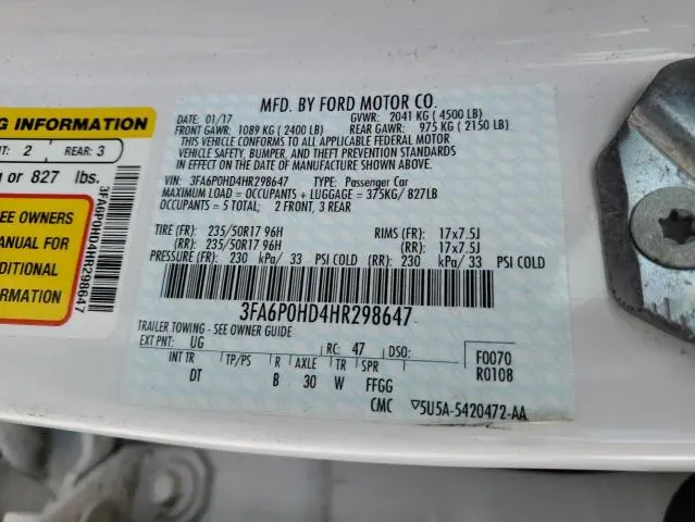 2017 FORD FUSION SE  