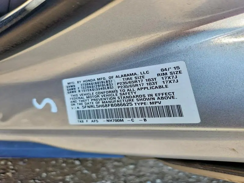 2015 HONDA ODYSSEY EXL  