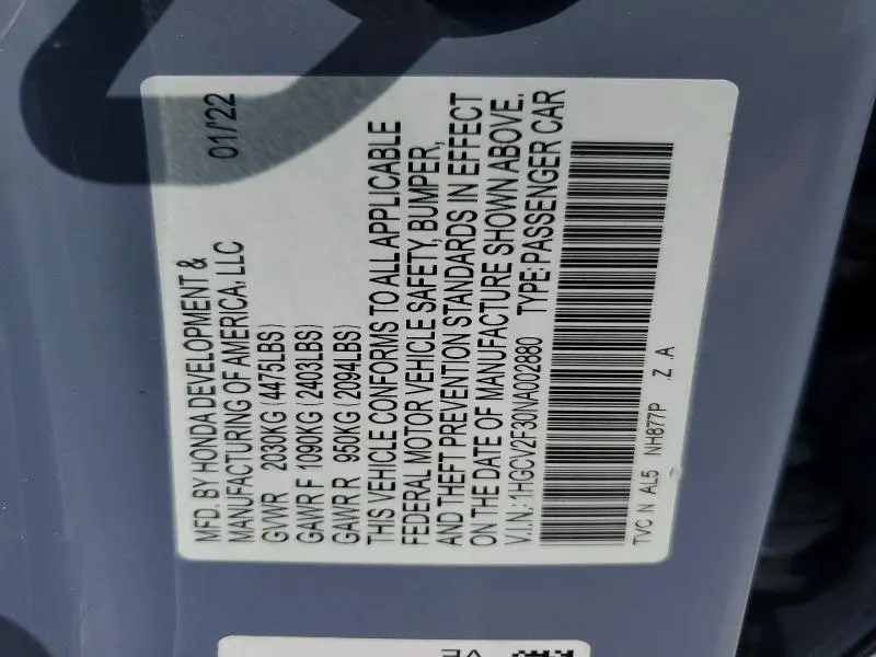 2022 HONDA ACCORD SPORT  