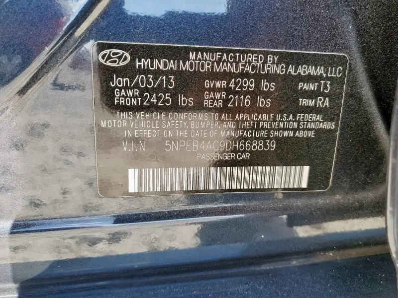 2013 HYUNDAI SONATA GLS  