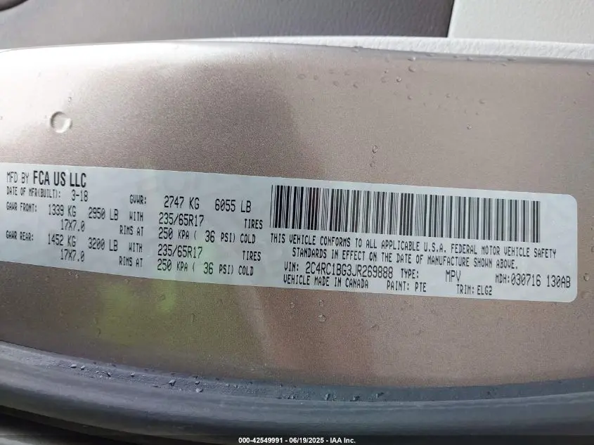 2018 CHRYSLER PACIFICA TOURING L