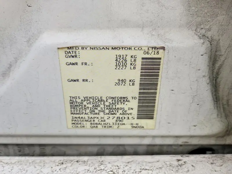 2018 NISSAN ALTIMA 2.5  