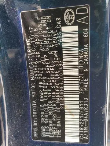 2018 TOYOTA COROLLA L  