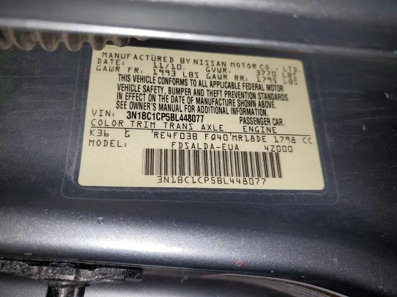 2011 NISSAN VERSA 1.8 S  