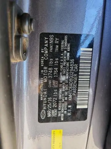 2016 HYUNDAI VELOSTER   