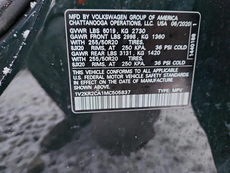 2021 VOLKSWAGEN ATLAS SE  