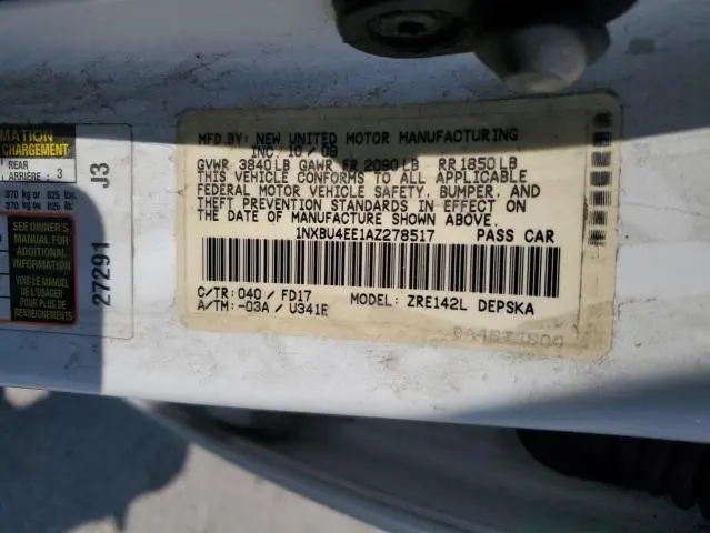 2010 TOYOTA COROLLA BASE  