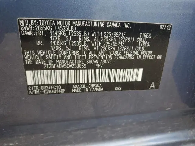2012 TOYOTA RAV4   