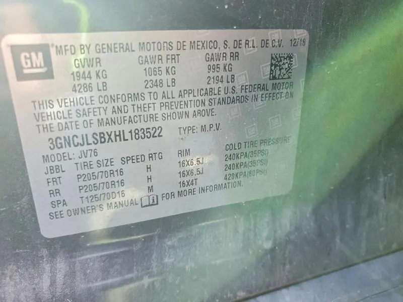 2017 CHEVROLET TRAX 1LT  