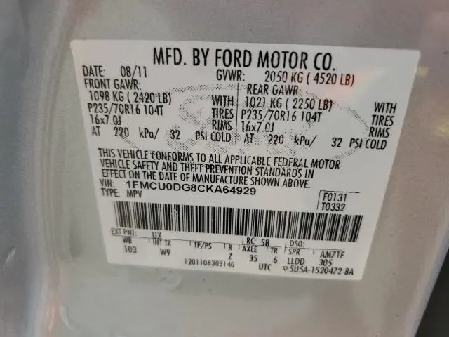 2012 FORD ESCAPE XLT  