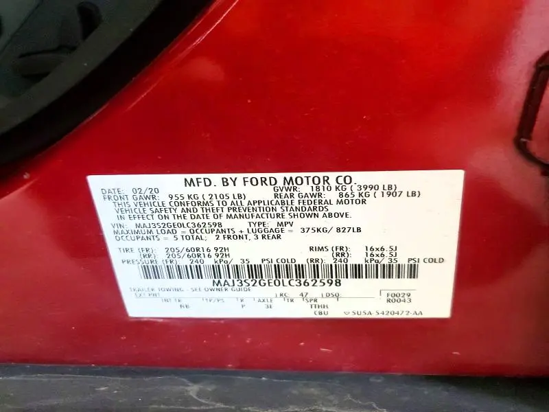 2020 FORD ECOSPORT SE  