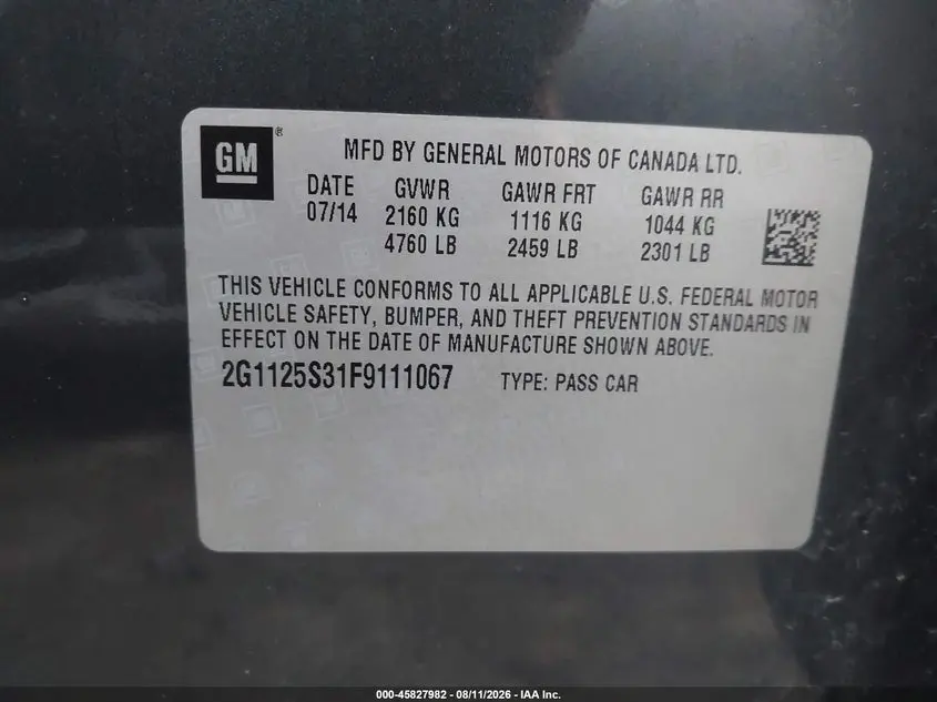 2015 CHEVROLET IMPALA 2LT