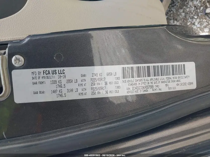 2019 DODGE GRAND CARAVAN SXT