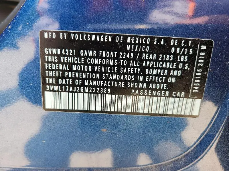 2016 VOLKSWAGEN JETTA SEL  