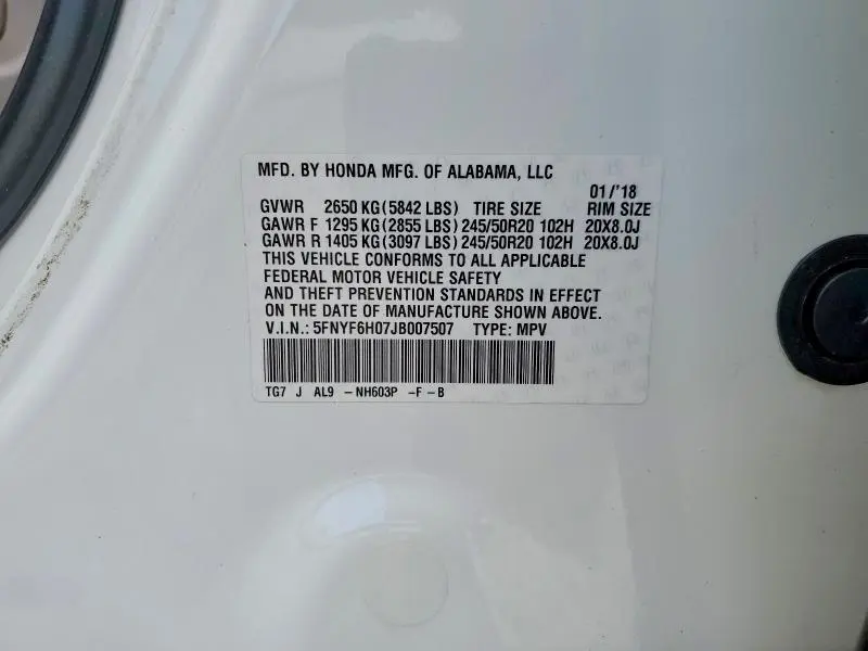2018 HONDA PILOT ELITE  