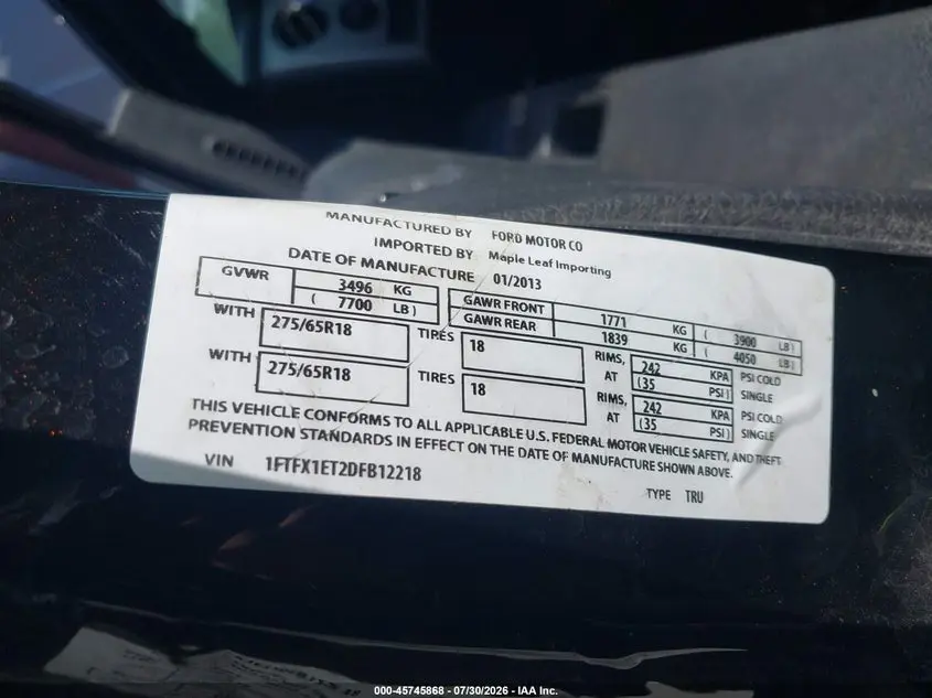 2013 FORD F-150 LARIAT