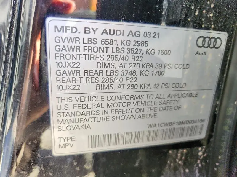 2021 AUDI SQ8 PRESTIGE  