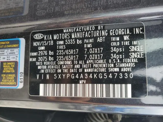 2019 KIA SORENTO L  