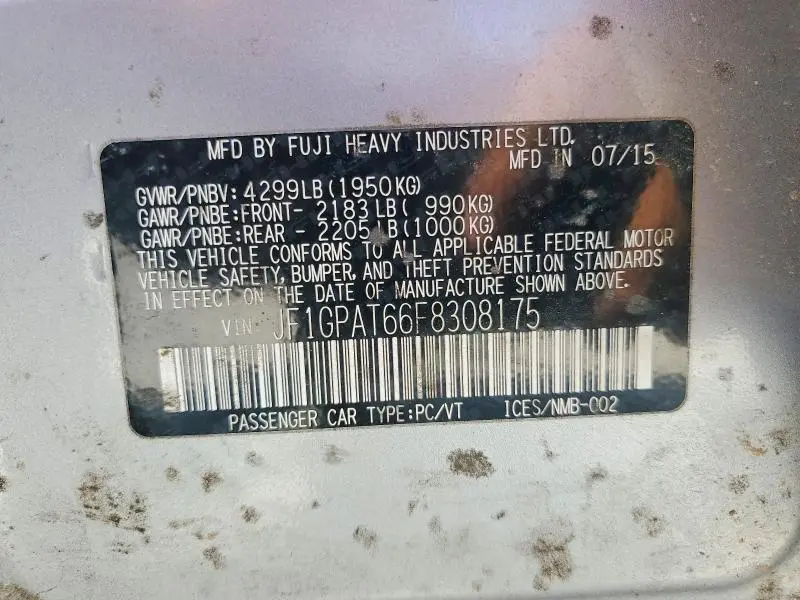 2015 SUBARU IMPREZA SPORT  