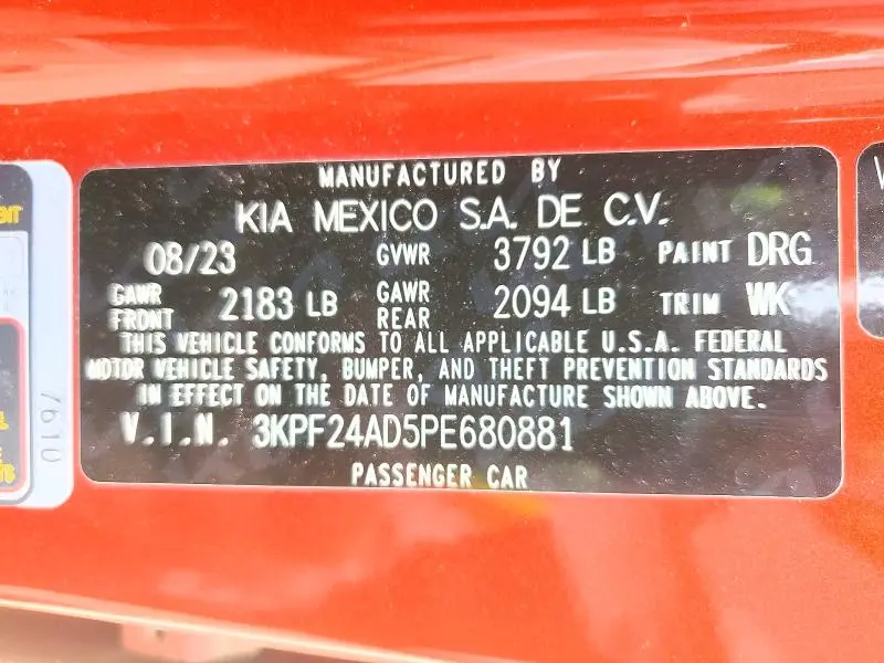 2023 KIA FORTE LXS  
