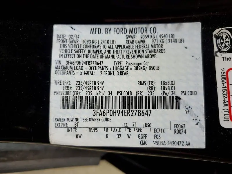 2014 FORD FUSION SE  