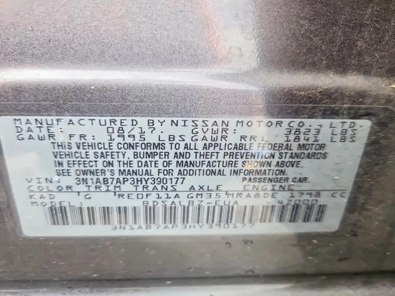 2017 NISSAN SENTRA S  