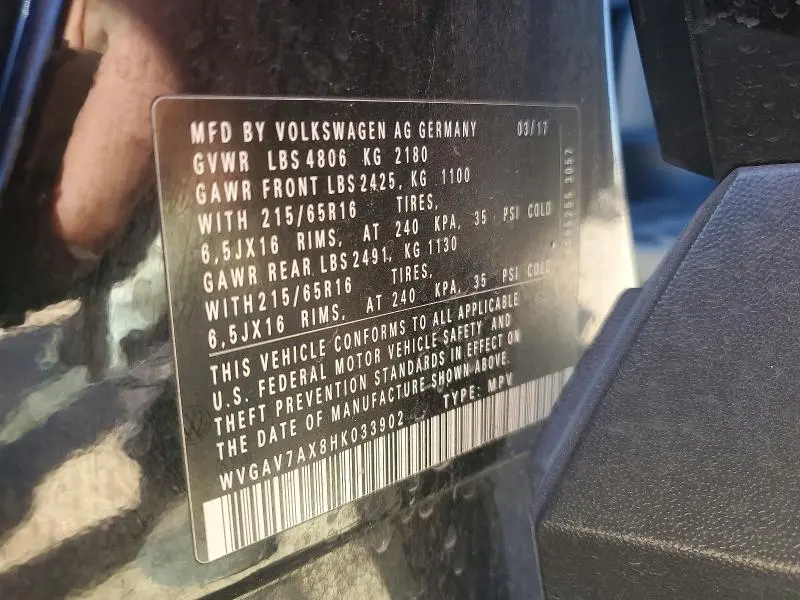 2017 VOLKSWAGEN TIGUAN S  