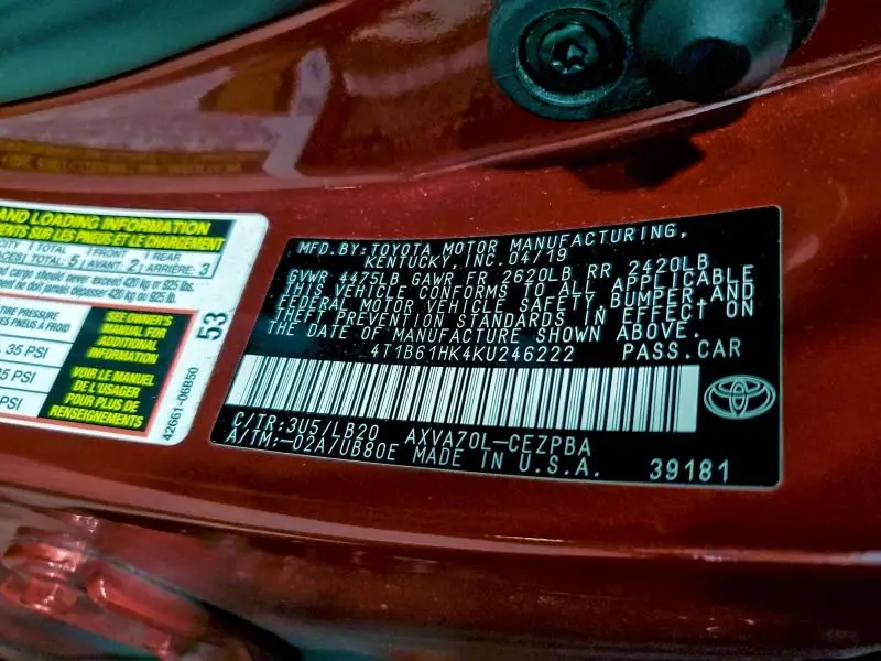 2019 TOYOTA CAMRY XSE  