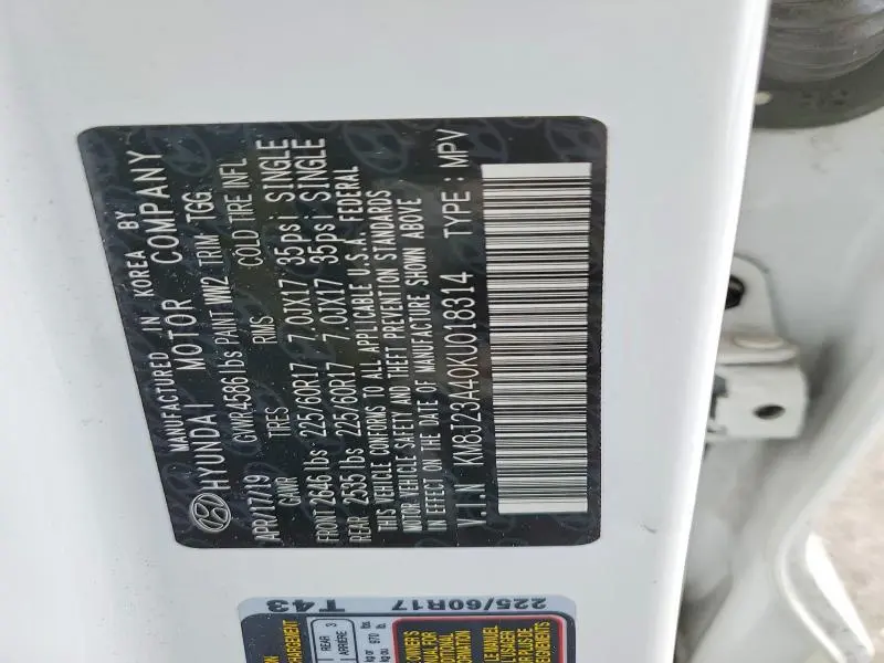 2019 HYUNDAI TUCSON SE  