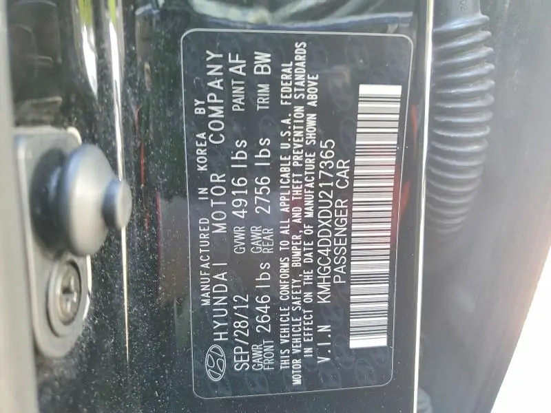 2013 HYUNDAI GENESIS 3.8L  