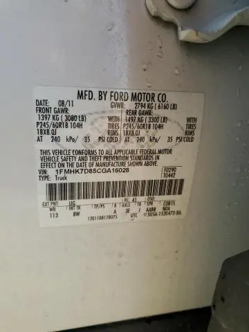 2012 FORD EXPLORER XLT  