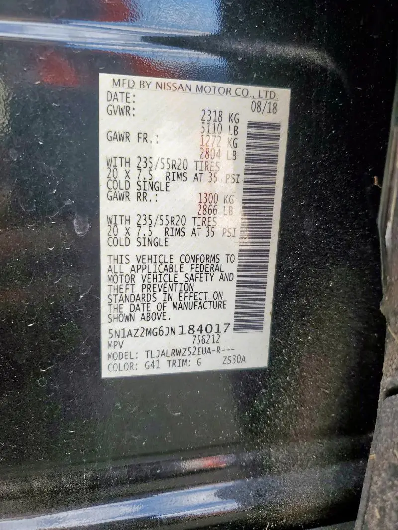 2018 NISSAN MURANO S  