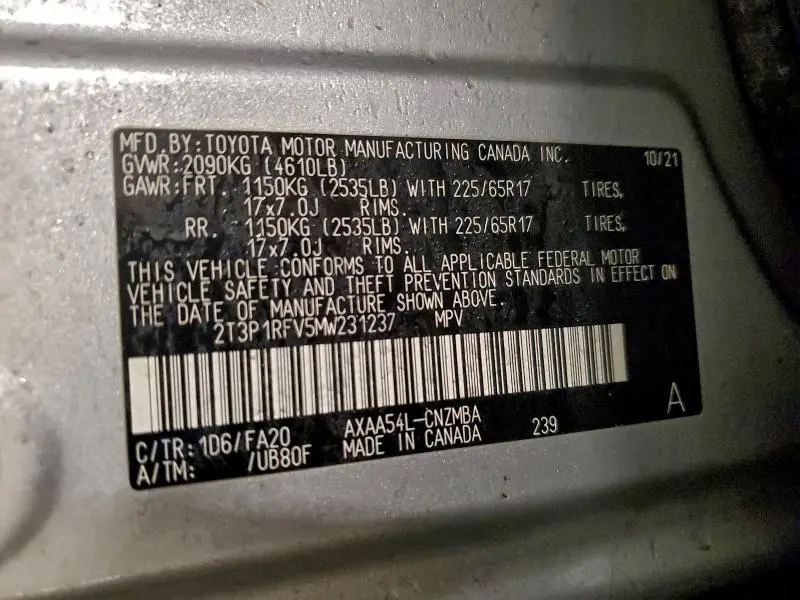 2021 TOYOTA RAV4 XLE  