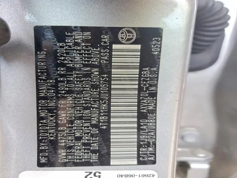 2018 TOYOTA CAMRY XLE  