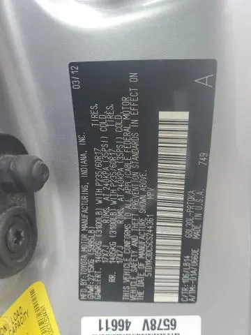 2012 TOYOTA SIENNA XLE  