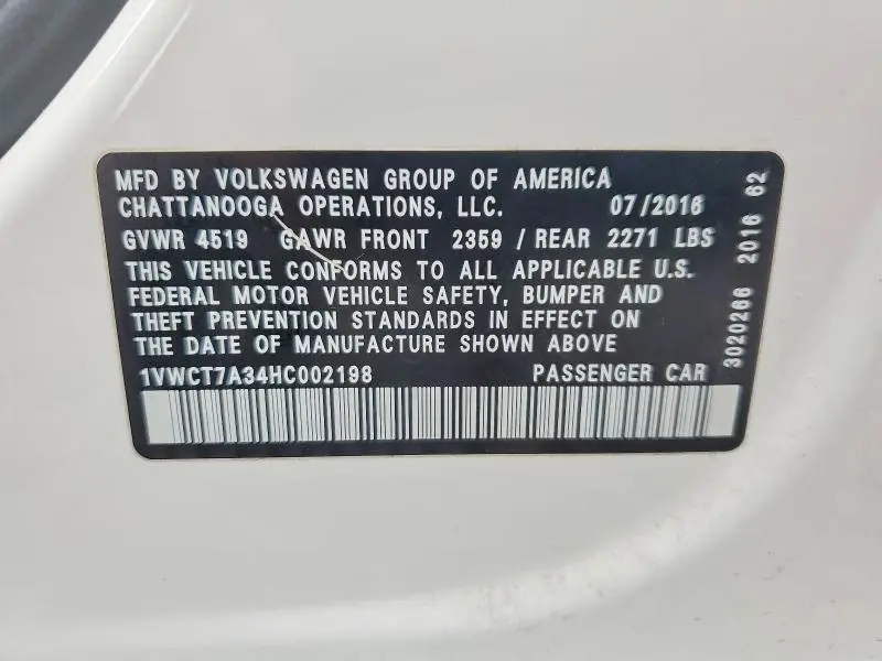 2017 VOLKSWAGEN PASSAT SEL PREMIUM  