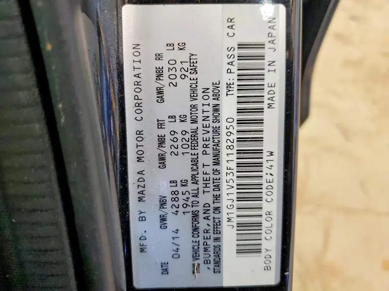 2015 MAZDA 6 TOURING  