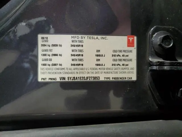 2018 TESLA MODEL S   