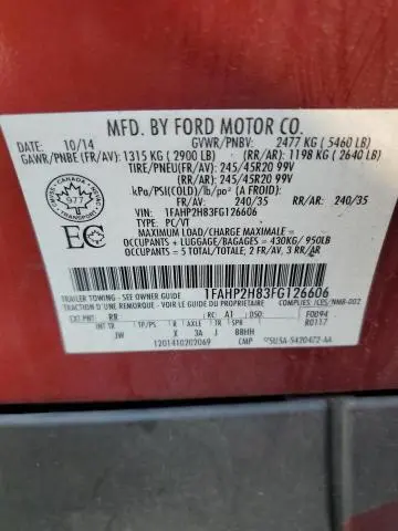 2015 FORD TAURUS SEL