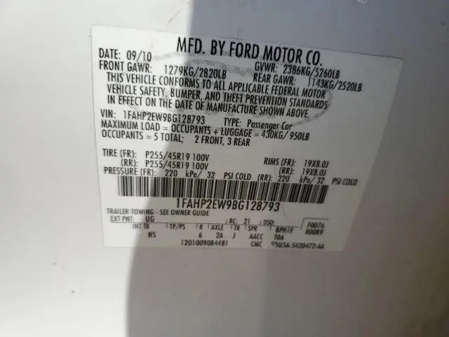 2011 FORD TAURUS SEL