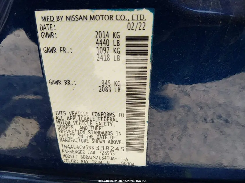 2022 NISSAN ALTIMA SR VC-TURBO FWD