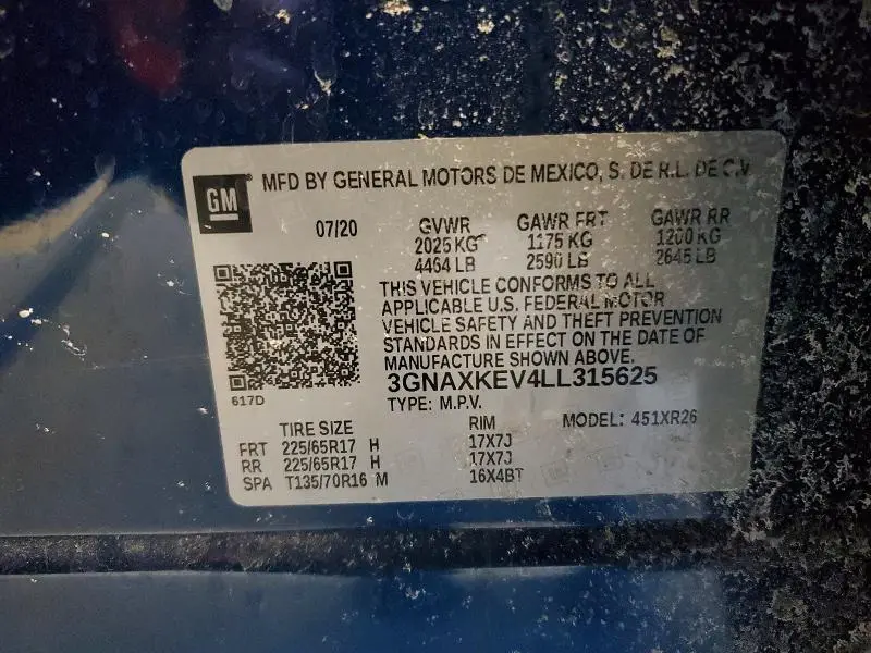 2020 CHEVROLET EQUINOX LT  