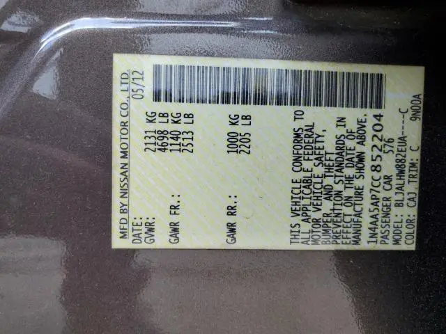 2012 NISSAN MAXIMA S  