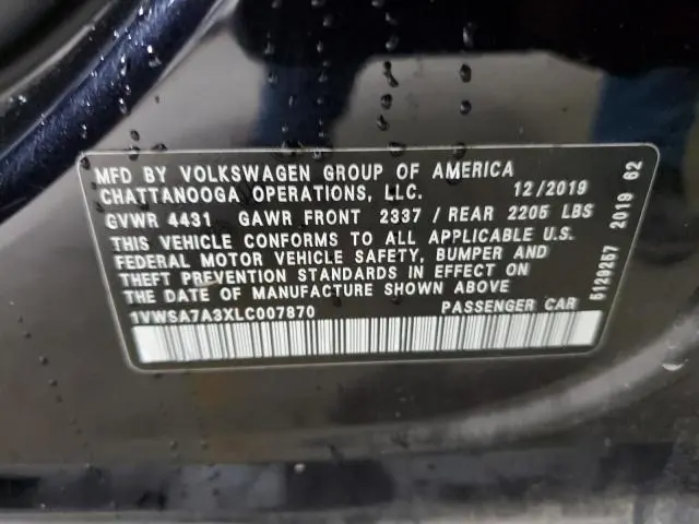 2020 VOLKSWAGEN PASSAT SE  